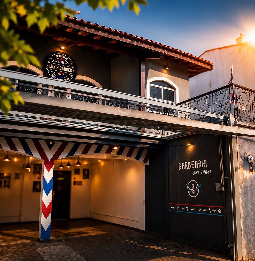 Fachada completa da barbearia LUX'S BARBER